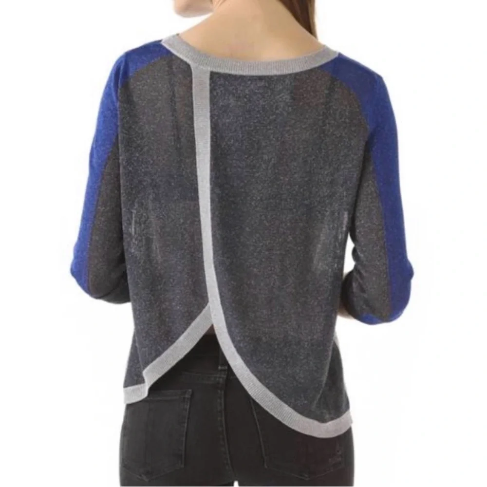 AIKO Colorblock Metallic Glitter Draped Top XS